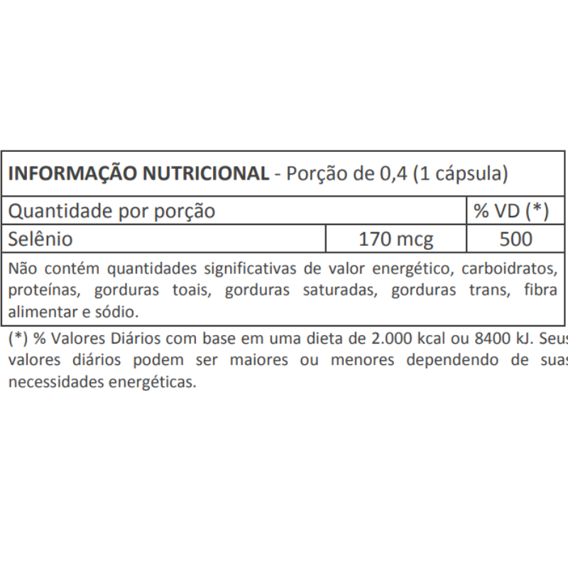 SELÊNIO 60 CAPS 170mcg - Saudáveis.Shop